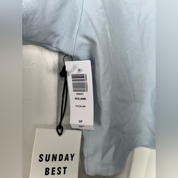 NWT Aritzia Sunday Best Roland cropped short sleeve blue polo shirt - Picture 4 of 6